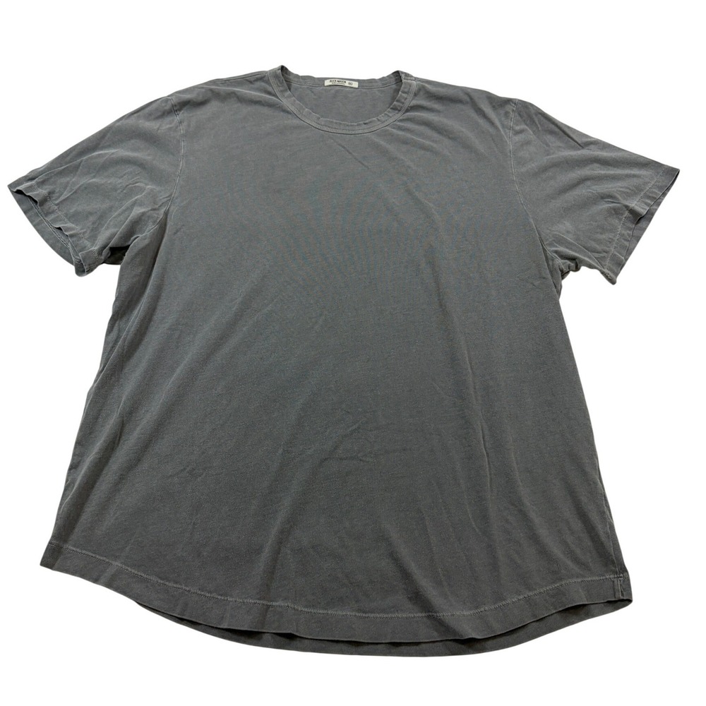 Buck Mason Mens XXL Charcoal Grey Curved Hem Cotton T-Shirt USA Made FLAW